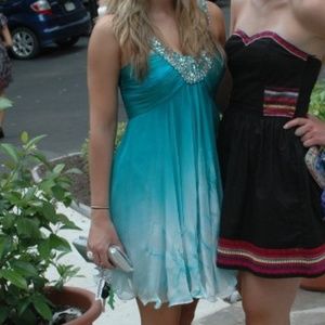 Hand-Painted Blue Sherri Hill Dress - Size 4